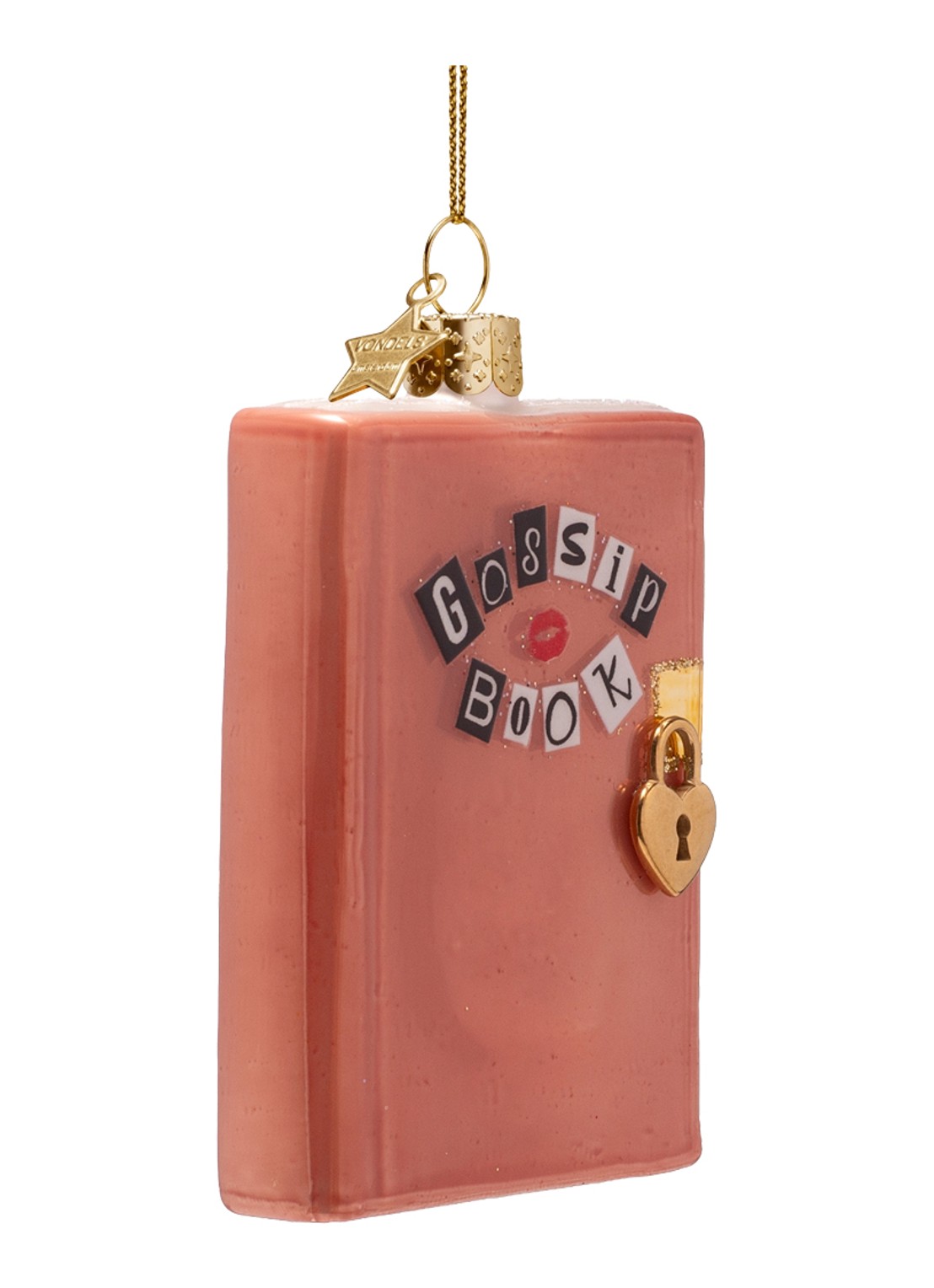 Vondels Roddel Dagboek kersthanger 8,5 cm - voorkant 2 oudroze
