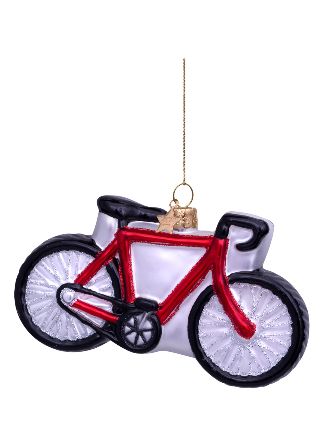 Vondels Rode Racefiets kersthanger 6,5 cm - voorkant 4 rood