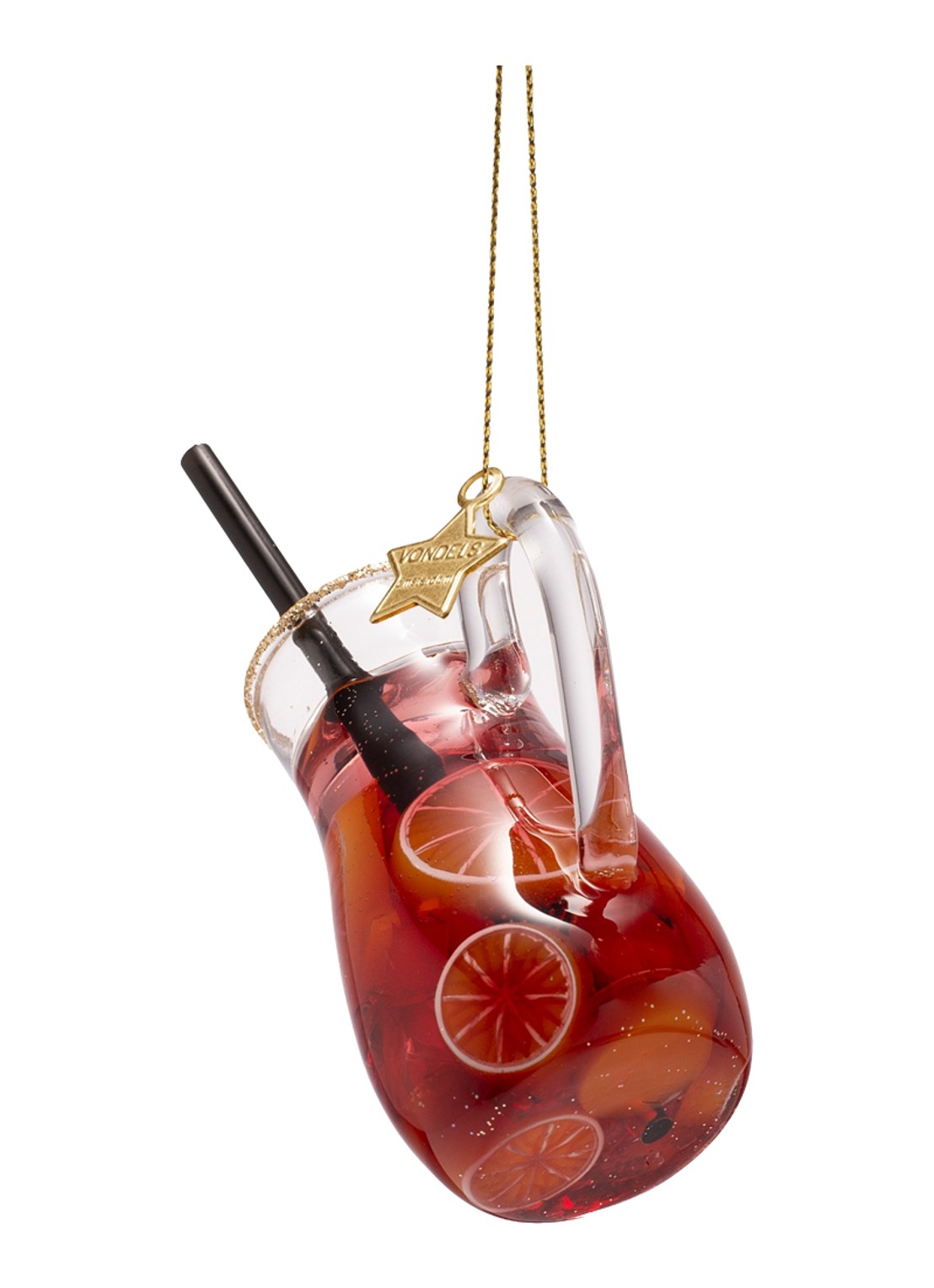 Vondels Rode Sangria kersthanger 9 cm - achterkant 4 rood