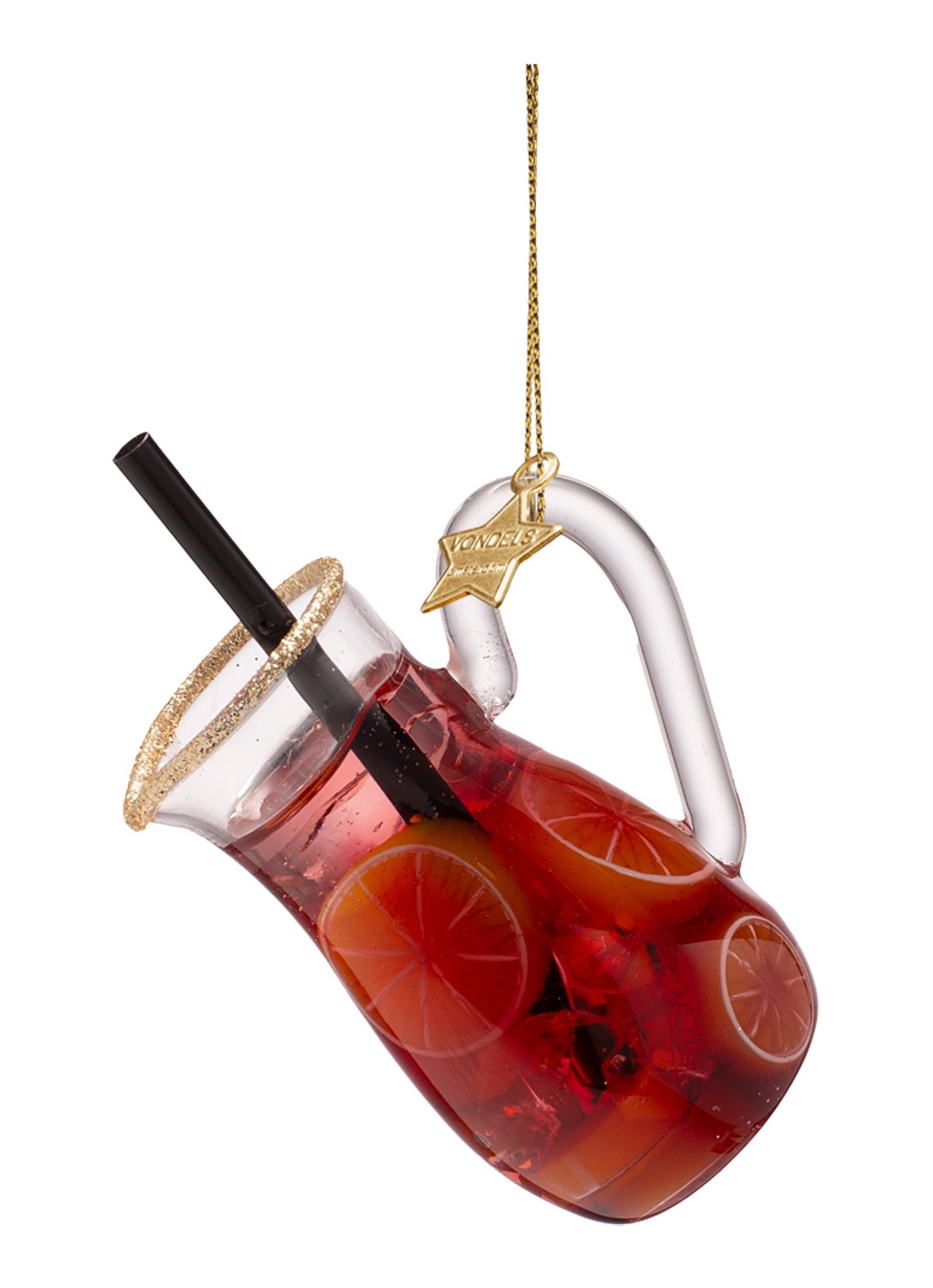Vondels Rode Sangria kersthanger 9 cm - detail 3 rood