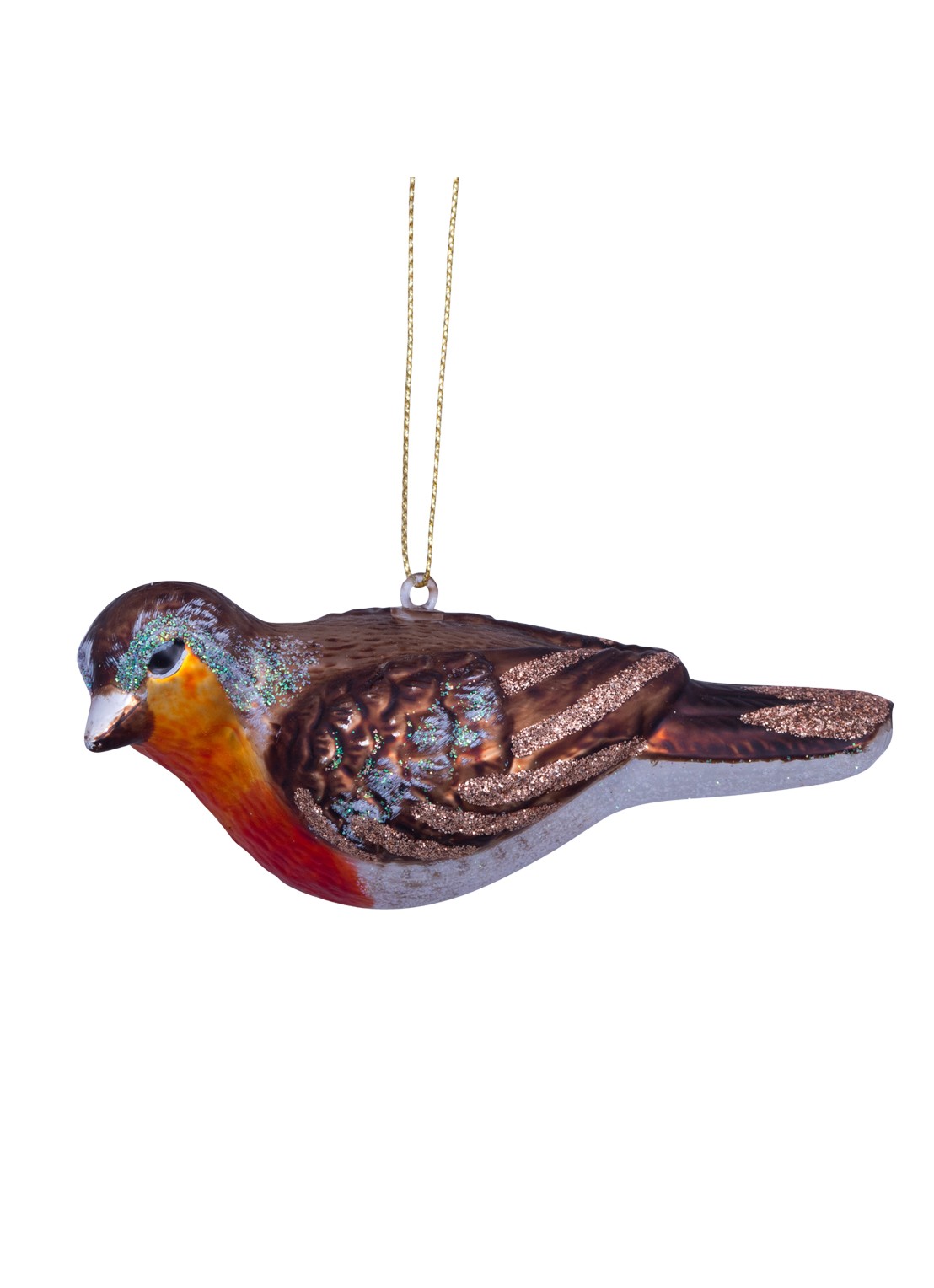 Vondels Roodborstje kersthanger 5,5 cm - voorkant rood