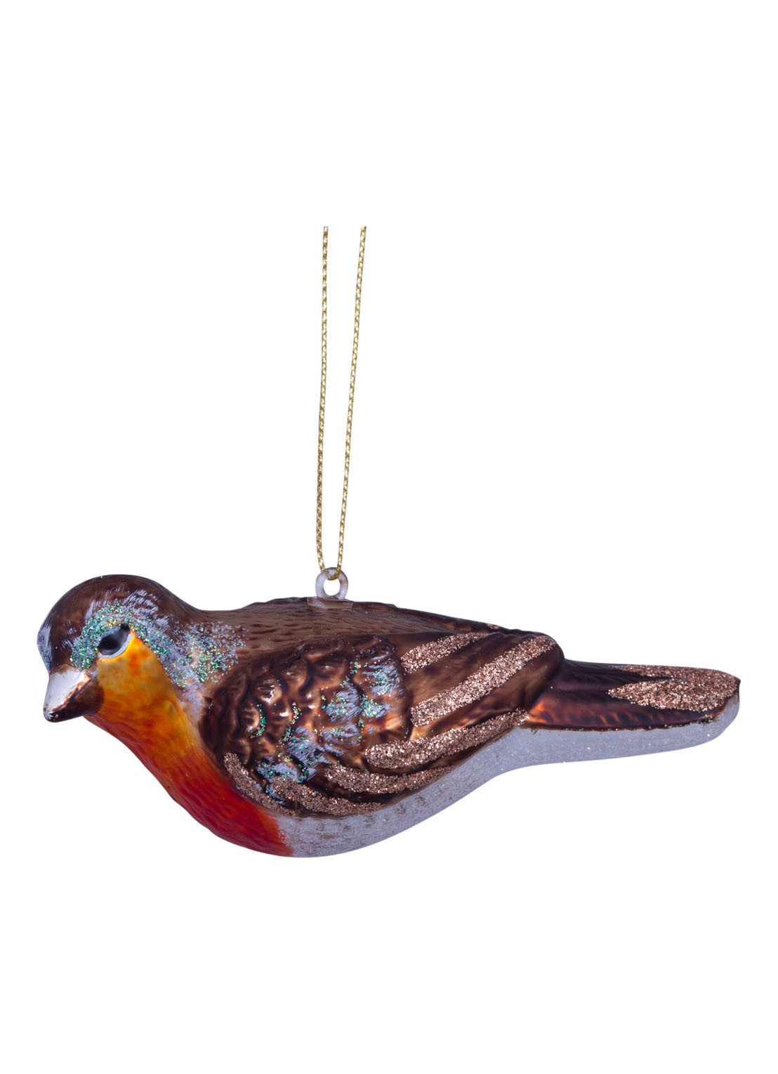 Vondels Roodborstje Vogel kersthanger 4,5 cm - detail 3 multicolor