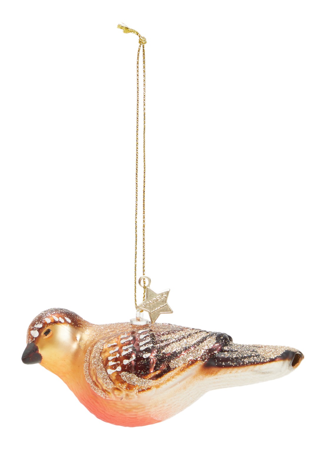 Vondels Roodborstje Vogel kersthanger 4,5 cm - voorkant multicolor