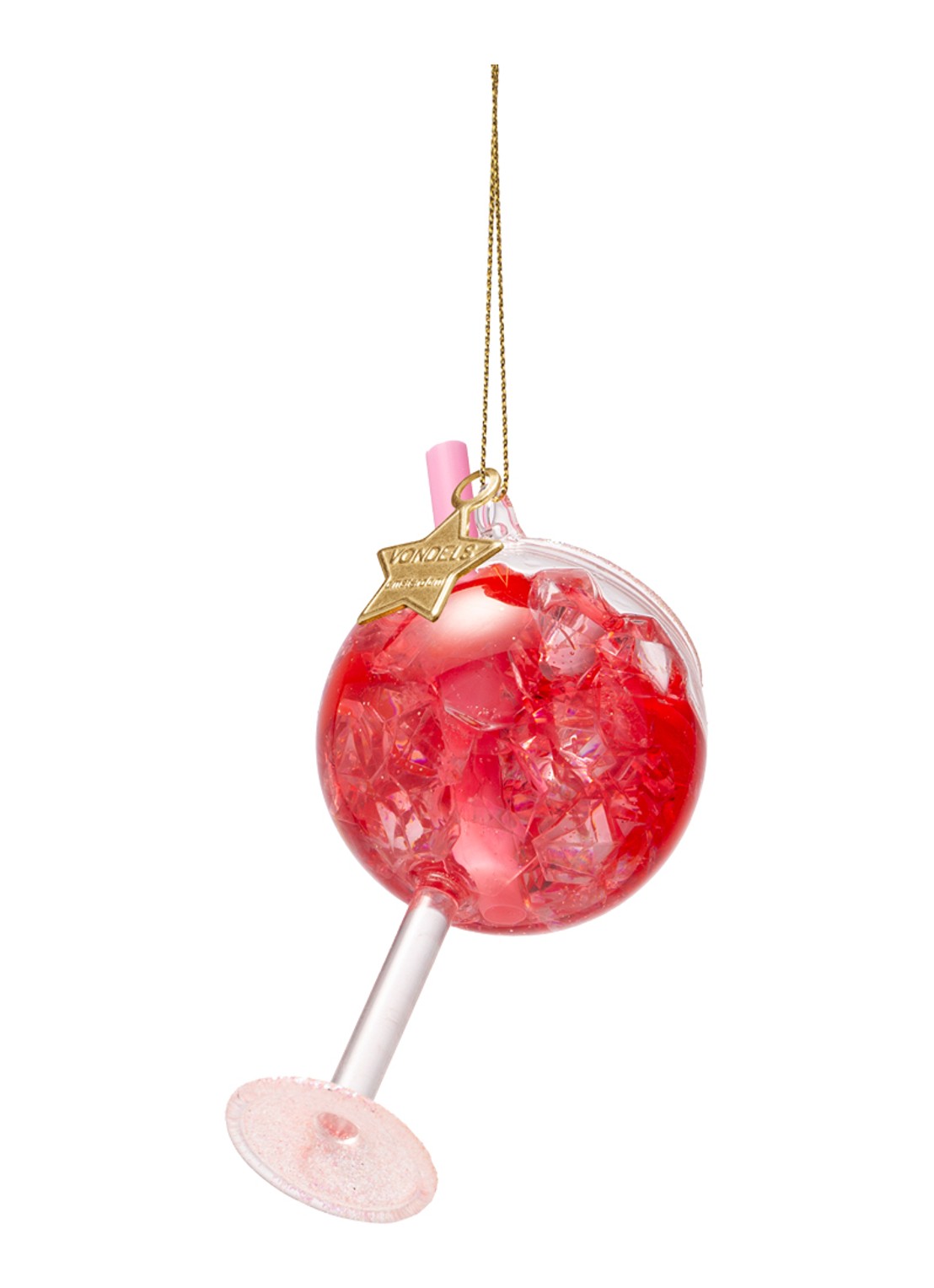 Vondels Roze Gin Tonic kersthanger 11,5 cm - achterkant 3 roze
