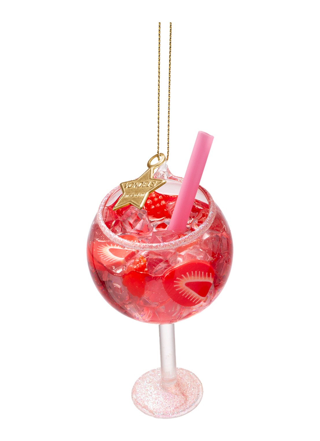 Vondels Roze Gin Tonic kersthanger 11,5 cm - detail roze