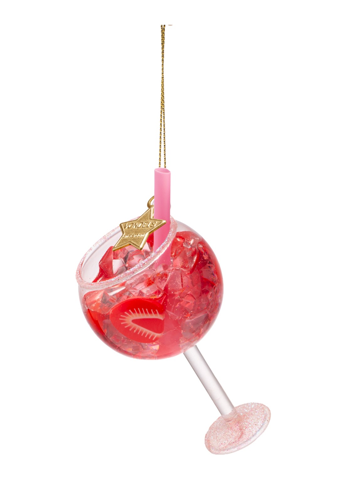 Vondels Roze Gin Tonic kersthanger 11,5 cm - detail 2 roze