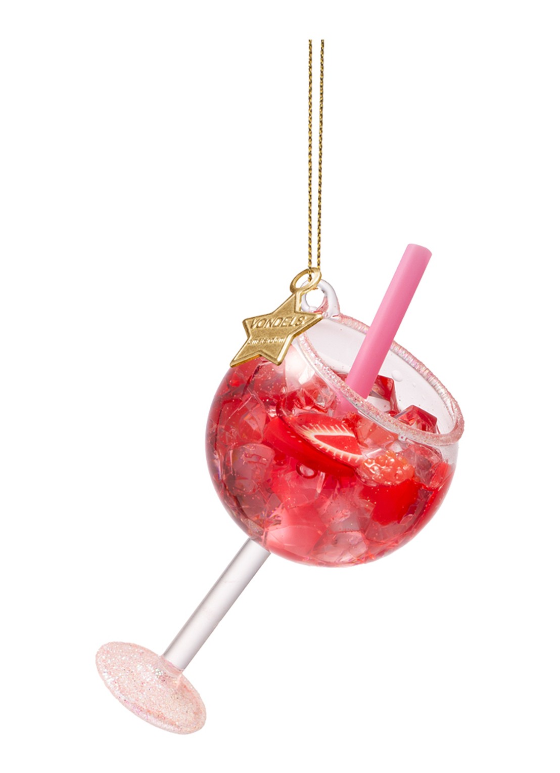 Vondels Roze Gin Tonic kersthanger 11,5 cm - voorkant 4 roze
