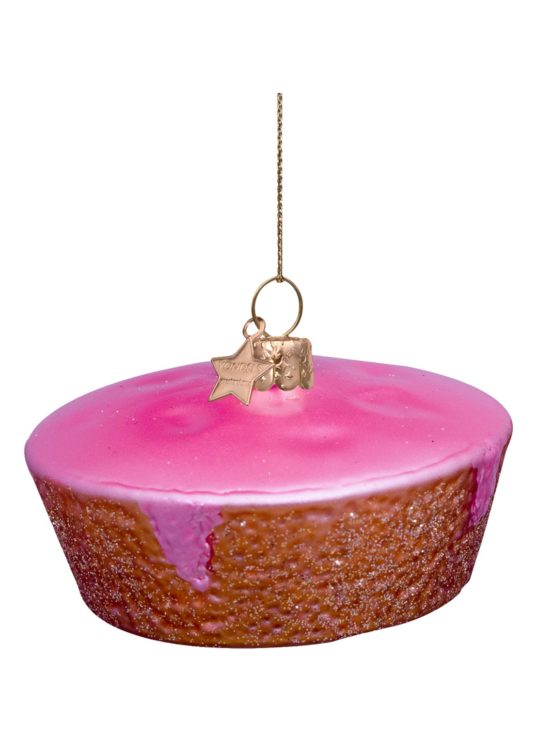 Vondels Roze Koek kersthanger 4,5 cm - voorkant 3 roze