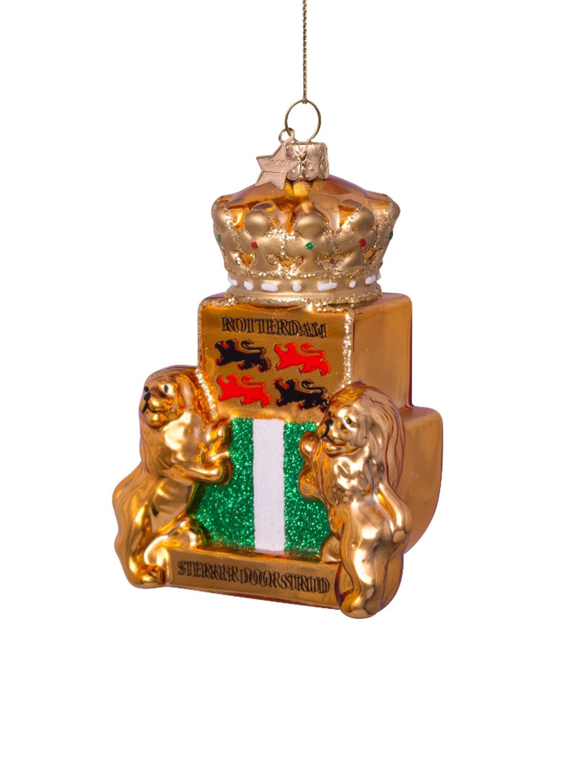 Vondels Schild van Rotterdam kersthanger 10 cm - voorkant 3 goud