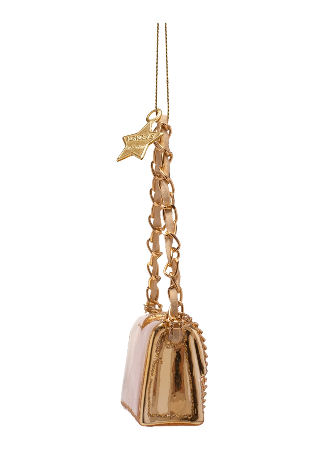 Vondels Schoudertas kersthanger 5 cm - detail goud