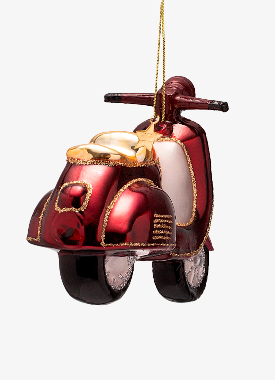 Vondels Scooter kersthanger 9,5 cm - achterkant rood