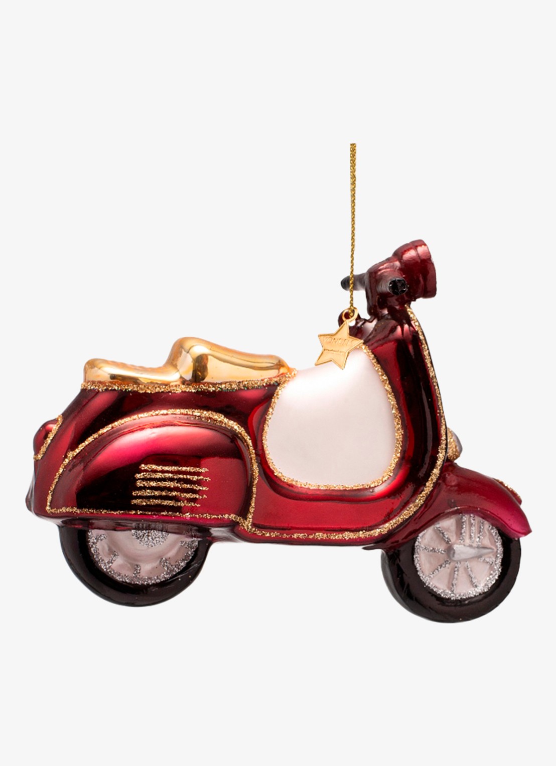 Vondels Scooter kersthanger 9,5 cm - voorkant 2 rood