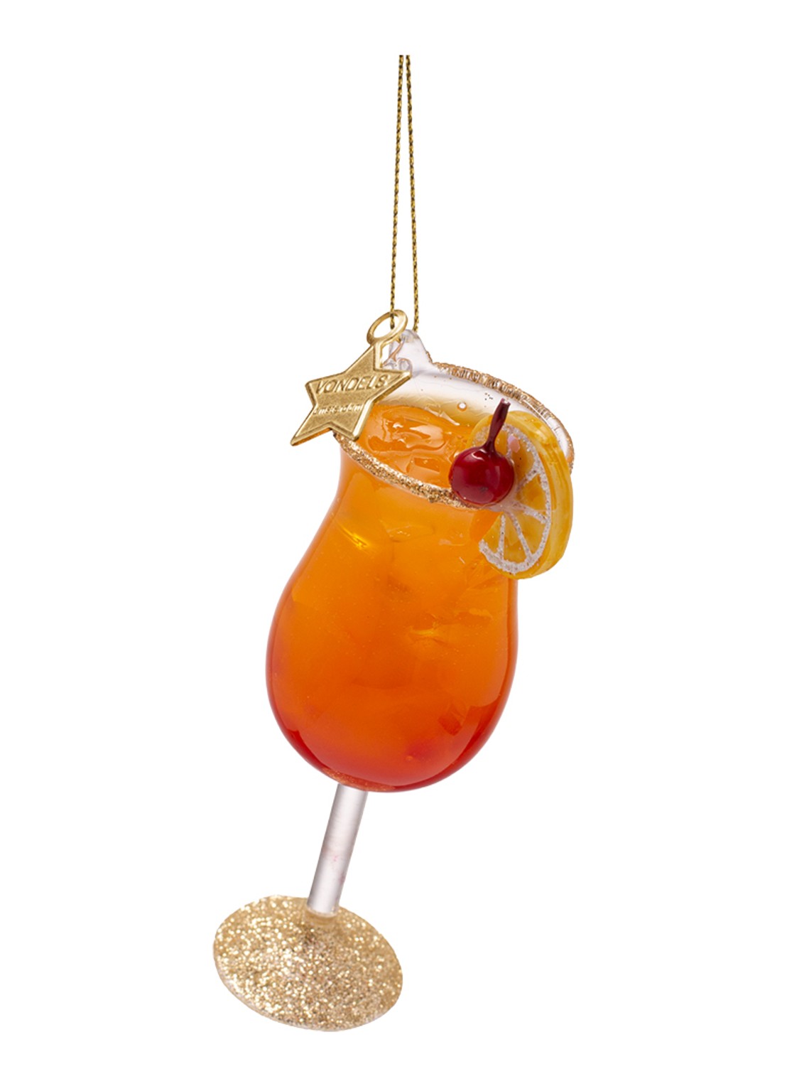 Vondels Sex on the Beach Cocktail kersthanger 10,5 cm - detail orange