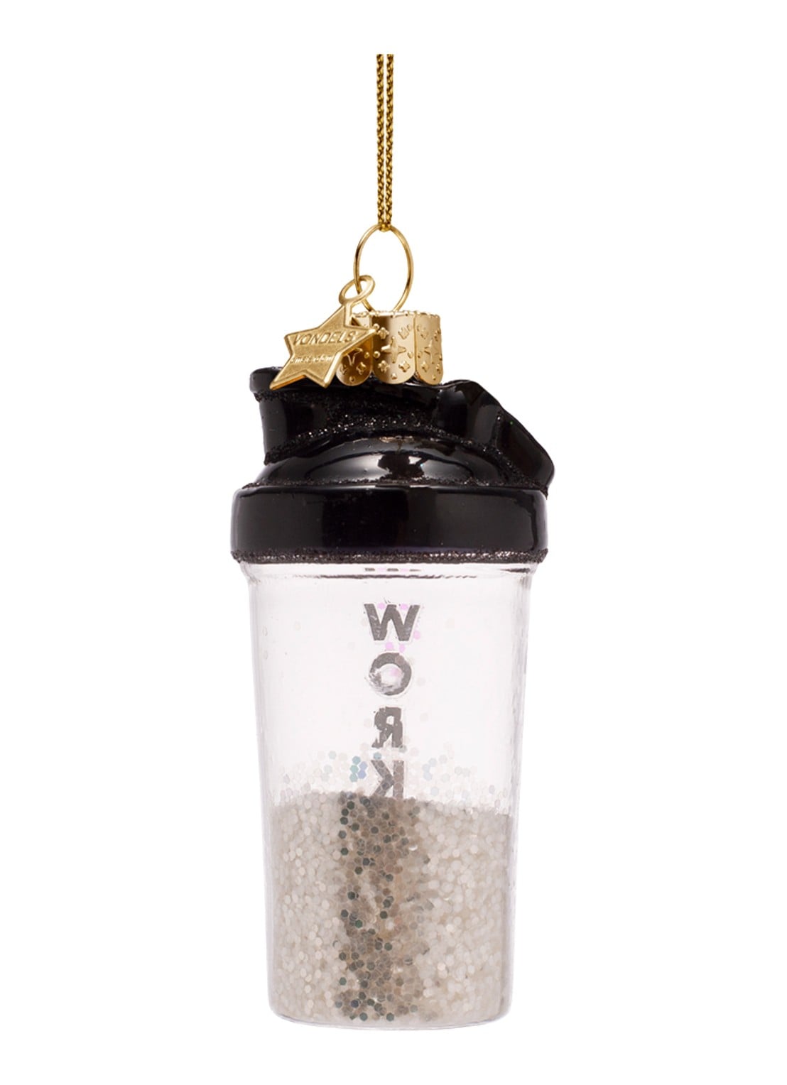 Vondels Shaker Sportfles kersthanger 9,5 cm - achterkant 2 creme
