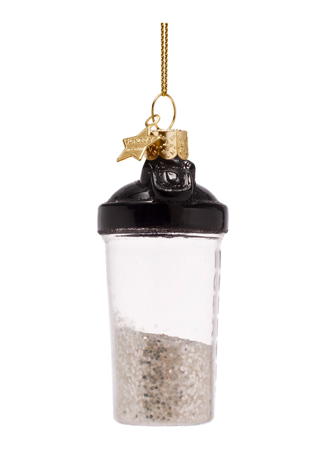 Vondels Shaker Sportfles kersthanger 9,5 cm - detail creme