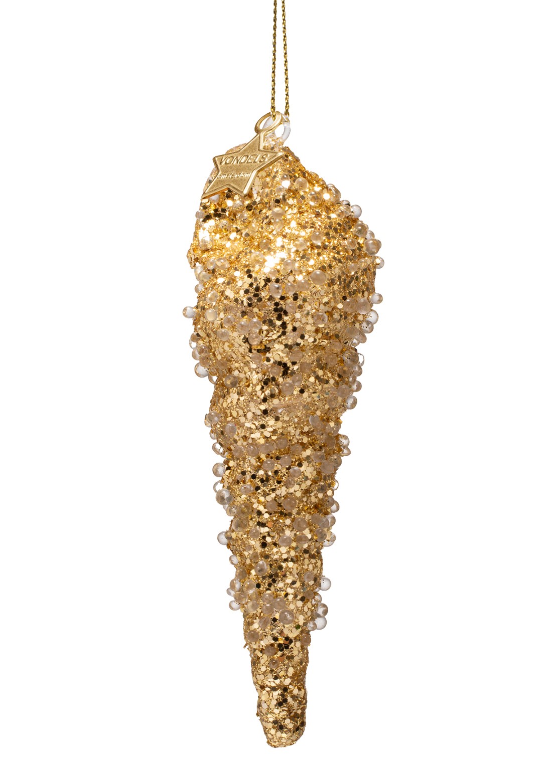 Vondels Shell met caviaar kersthanger 12,5 cm - achterkant goud