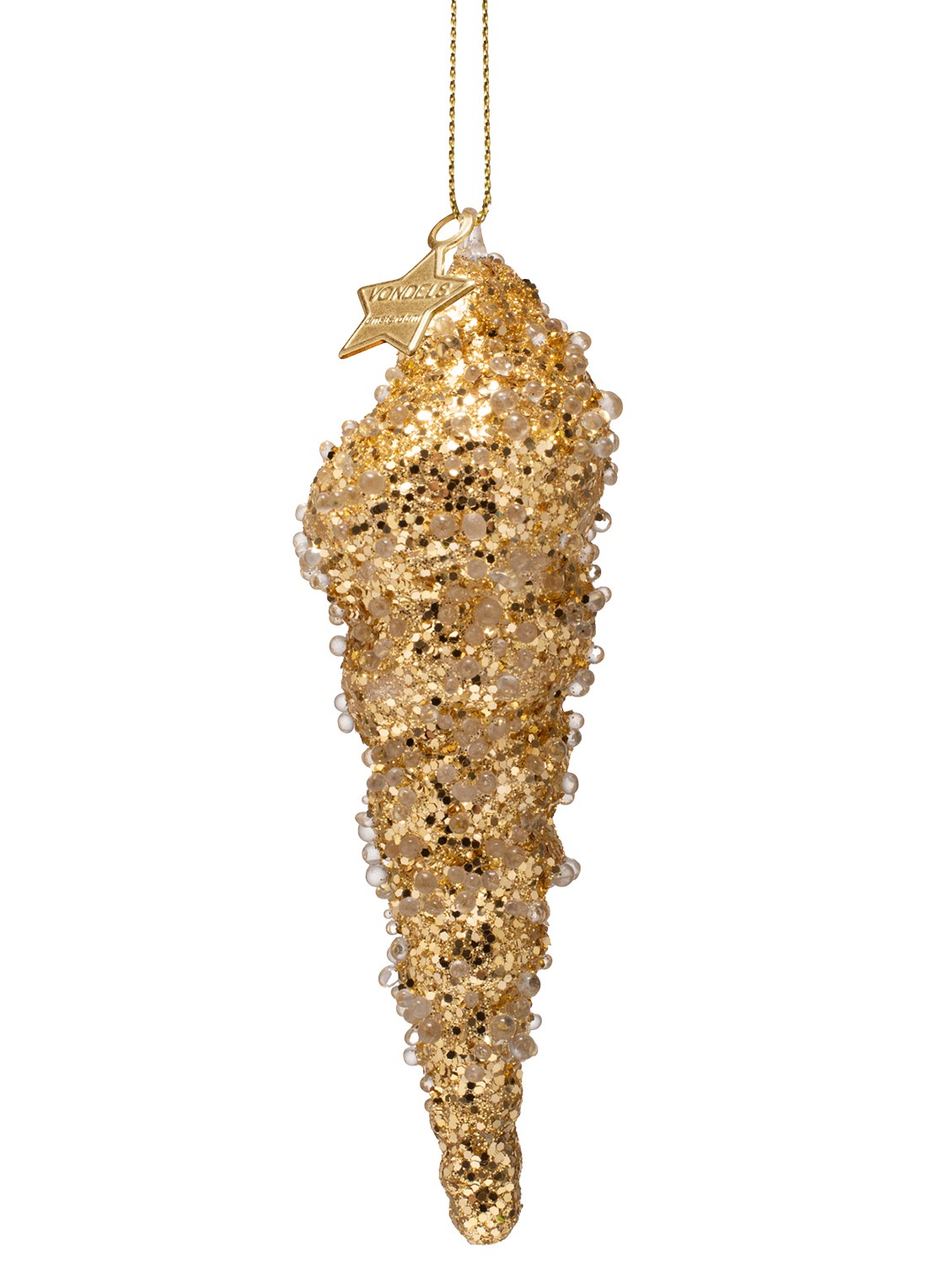 Vondels Shell met caviaar kersthanger 12,5 cm - voorkant 2 goud