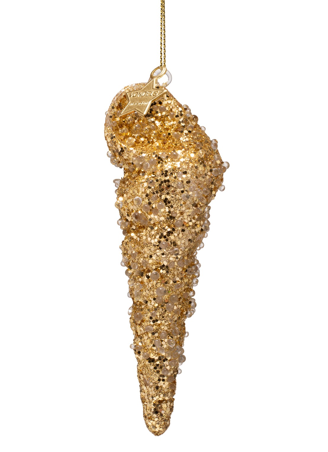 Vondels Shell met caviaar kersthanger 12,5 cm - voorkant 3 goud