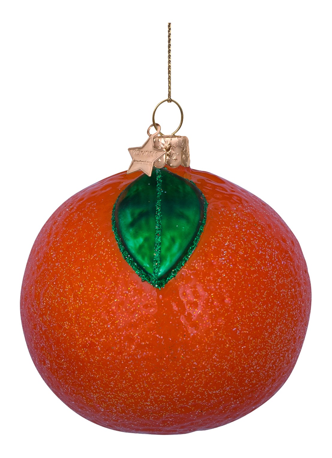 Vondels Sinaasappel kersthanger 7 cm - voorkant 2 orange