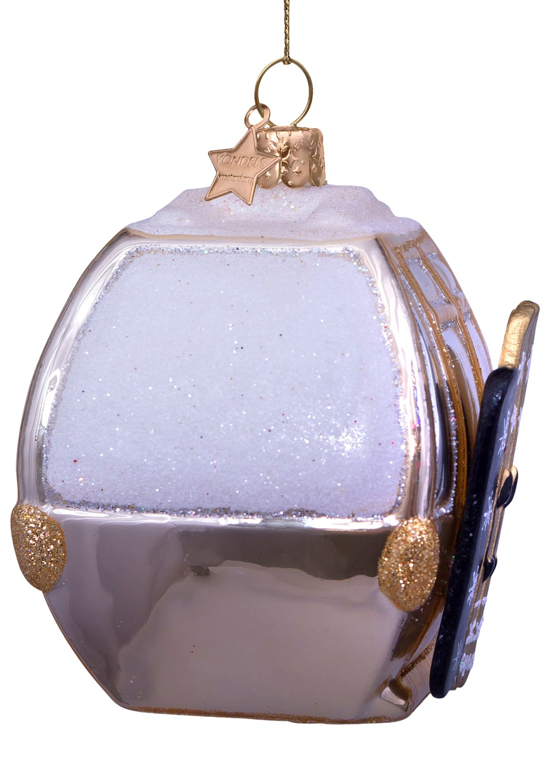 Vondels Ski Gondel kersthanger 8 cm - detail 2 goud
