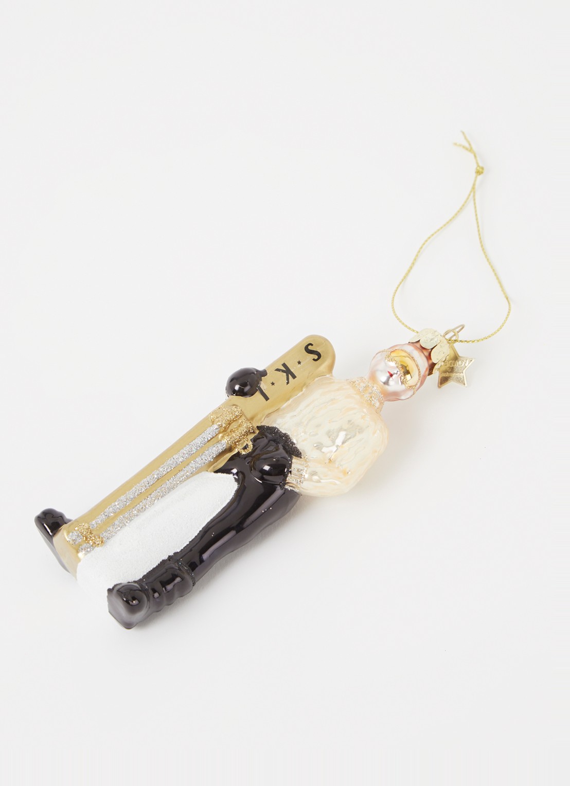 Vondels Ski Jongen kersthanger 13 cm - detail 3 goud
