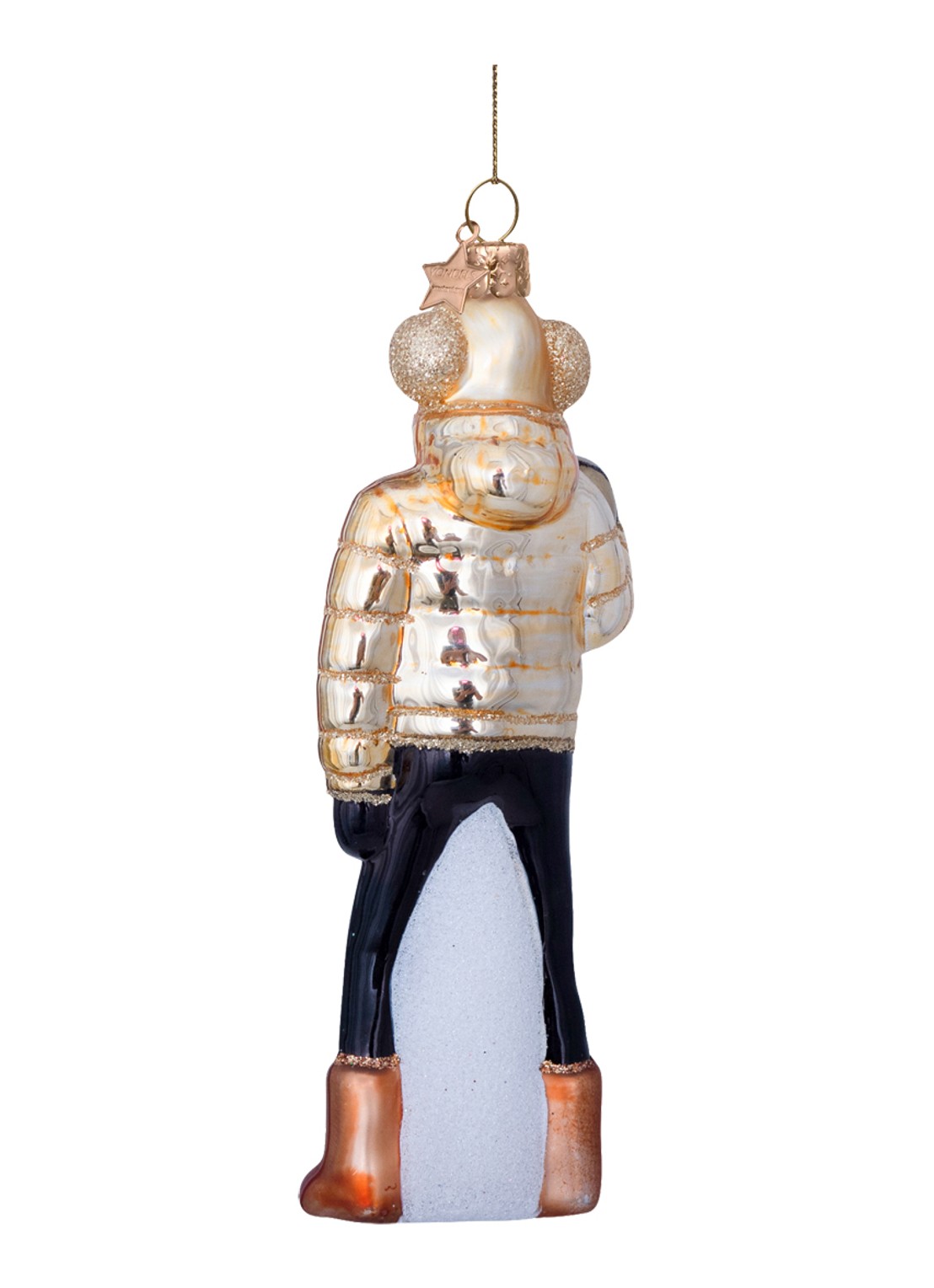 Vondels Skie Dame kersthanger 13 cm - achterkant goud