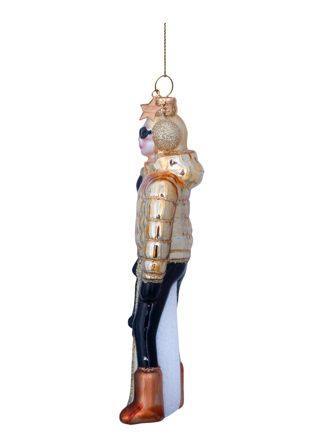 Vondels Skie Dame kersthanger 13 cm - detail 3 goud