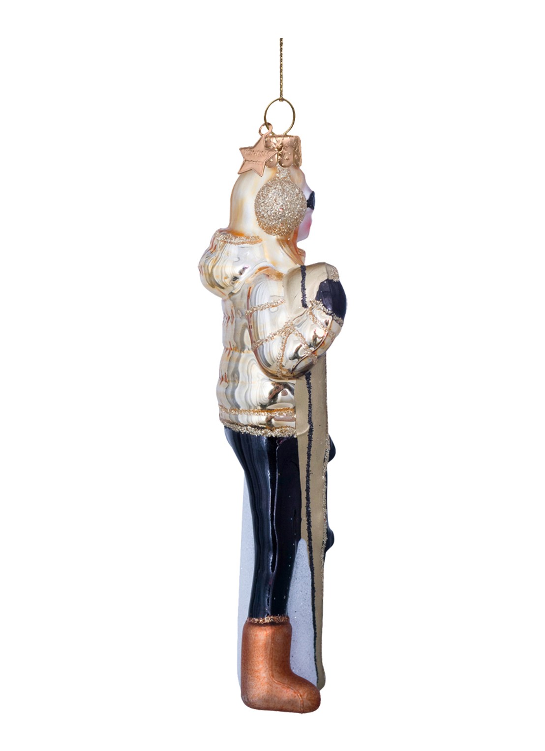 Vondels Skie Dame kersthanger 13 cm - detail 4 goud