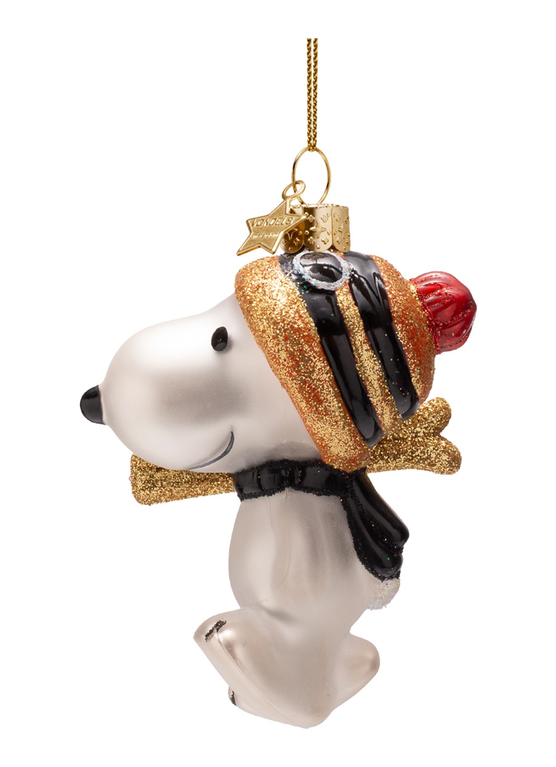 Vondels Skies Snoopy kersthanger 9,5 cm - voorkant 5 wit