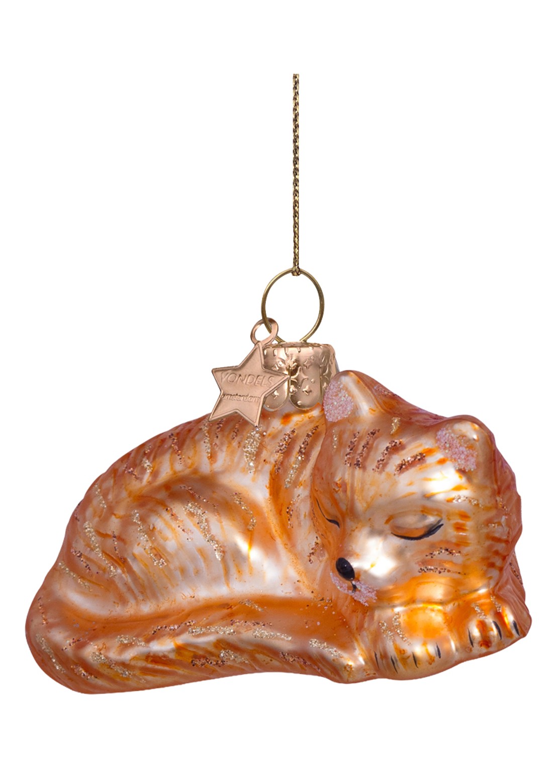 Vondels sleeping cat H3.5cm - voorkant 2 orange