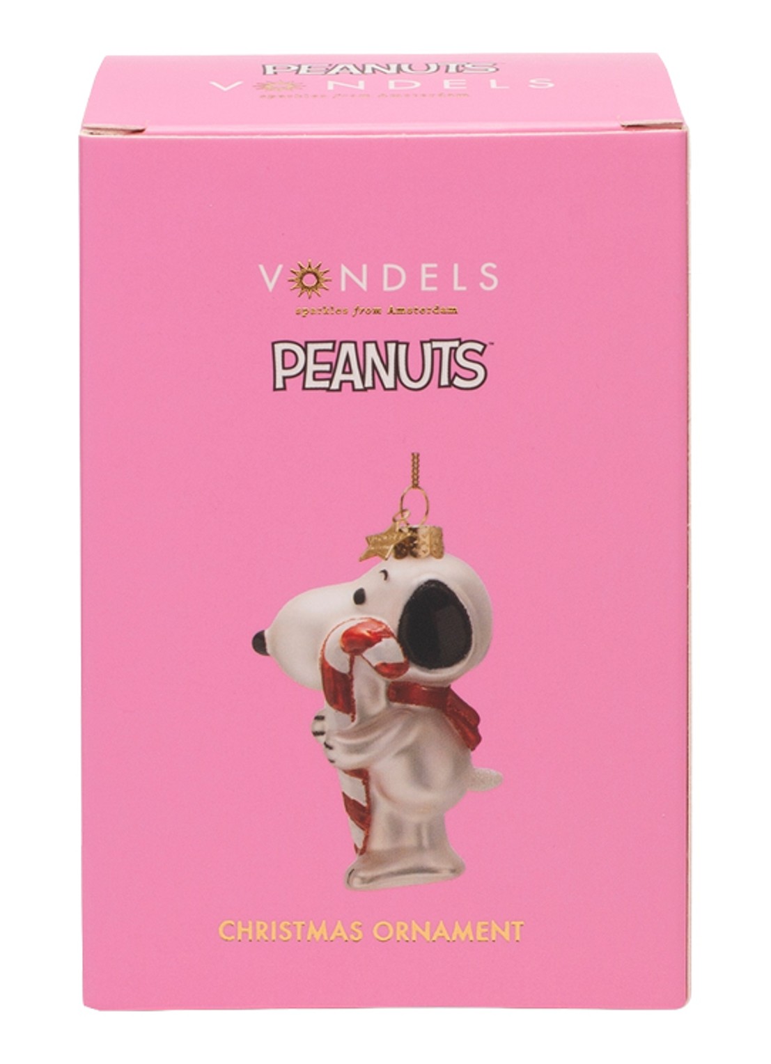 Vondels Snoopy Candy Cane kersthanger 11 cm - detail 2 wit