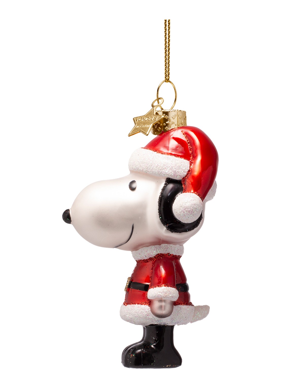 Vondels Snoopy Christmas Outfit kersthanger 11 cm - detail 3 rood