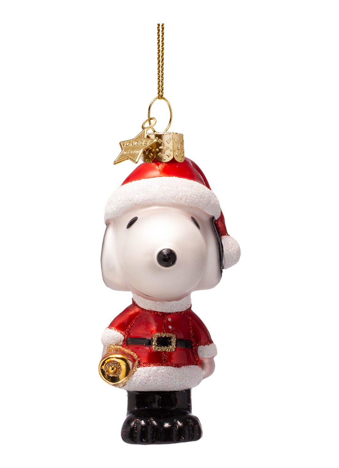 Vondels Snoopy Christmas Outfit kersthanger 11 cm - voorkant rood