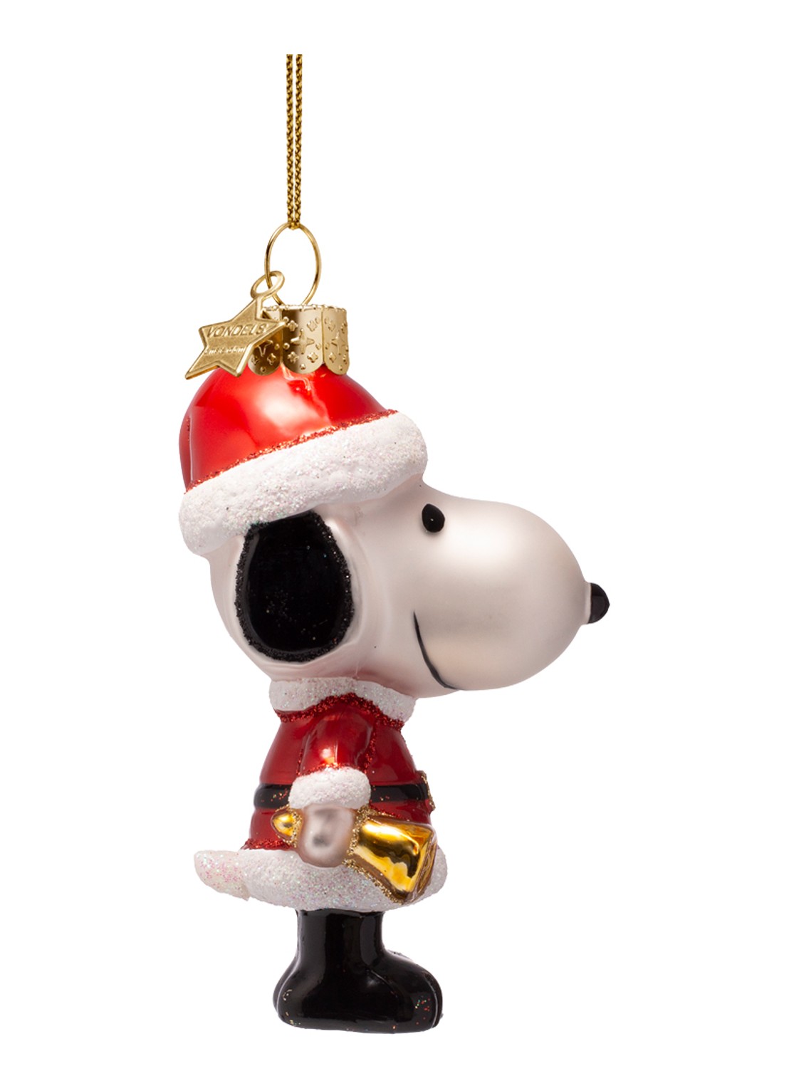 Vondels Snoopy Christmas Outfit kersthanger 11 cm - voorkant 2 rood