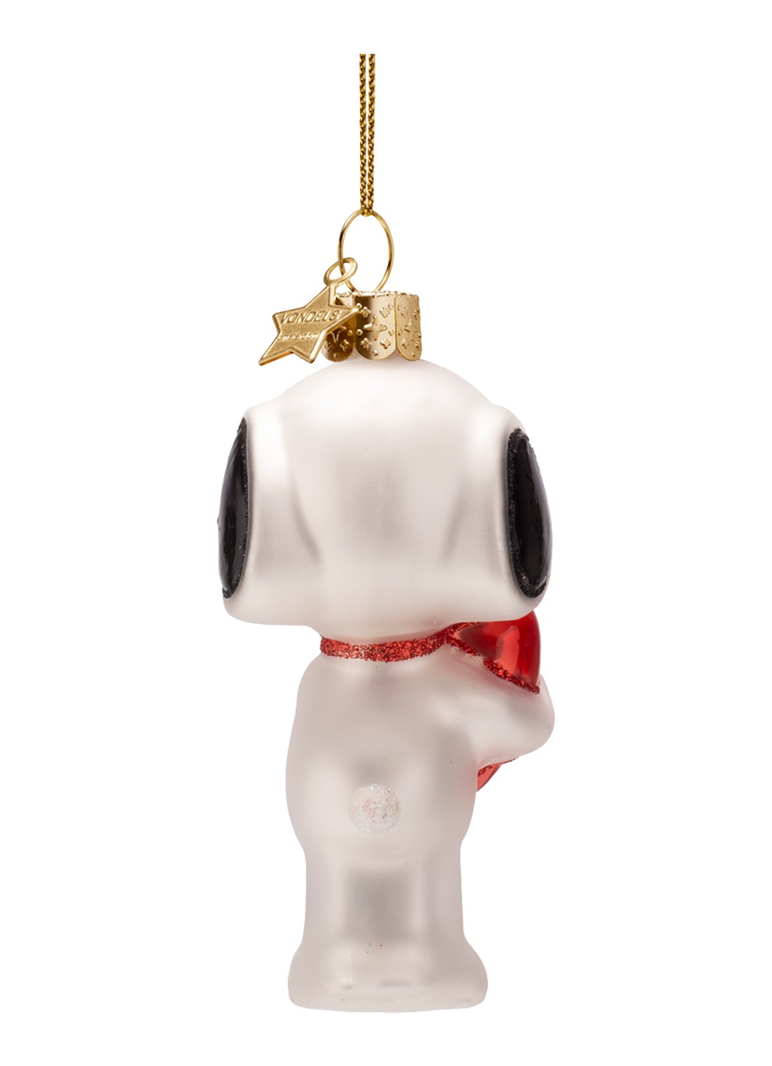 Vondels Snoopy Hart kersthanger 11 cm - achterkant wit
