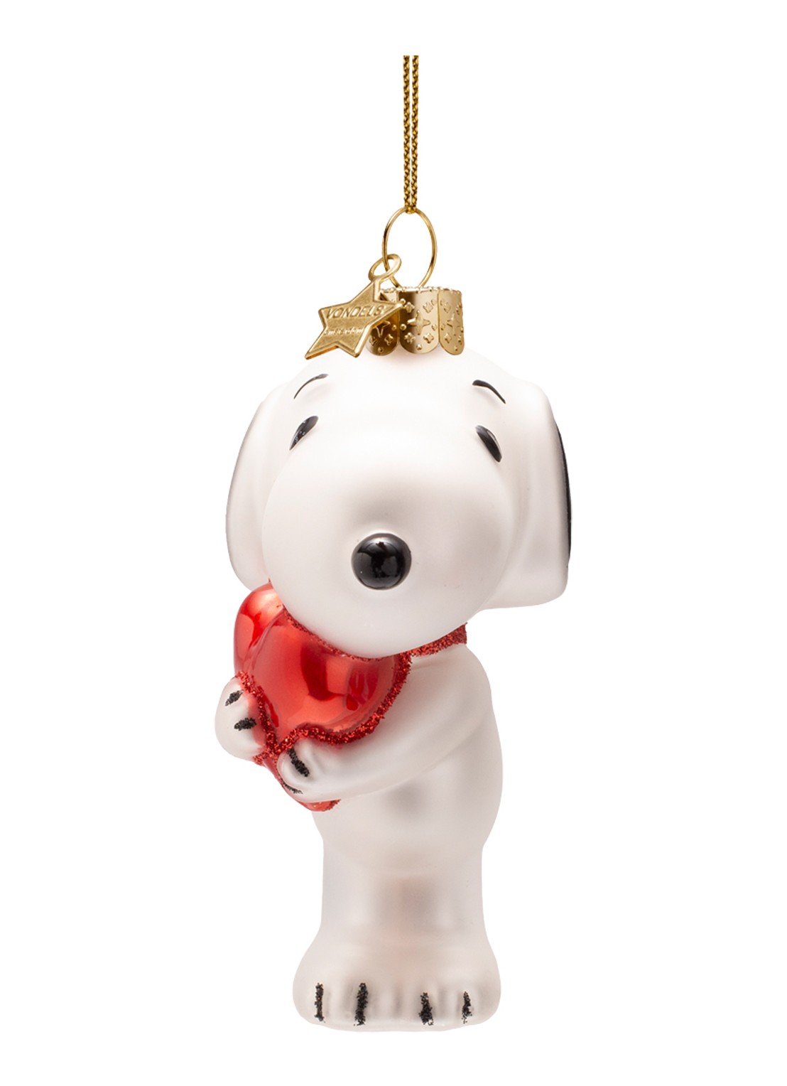 Vondels Snoopy Hart kersthanger 11 cm - voorkant 6 wit