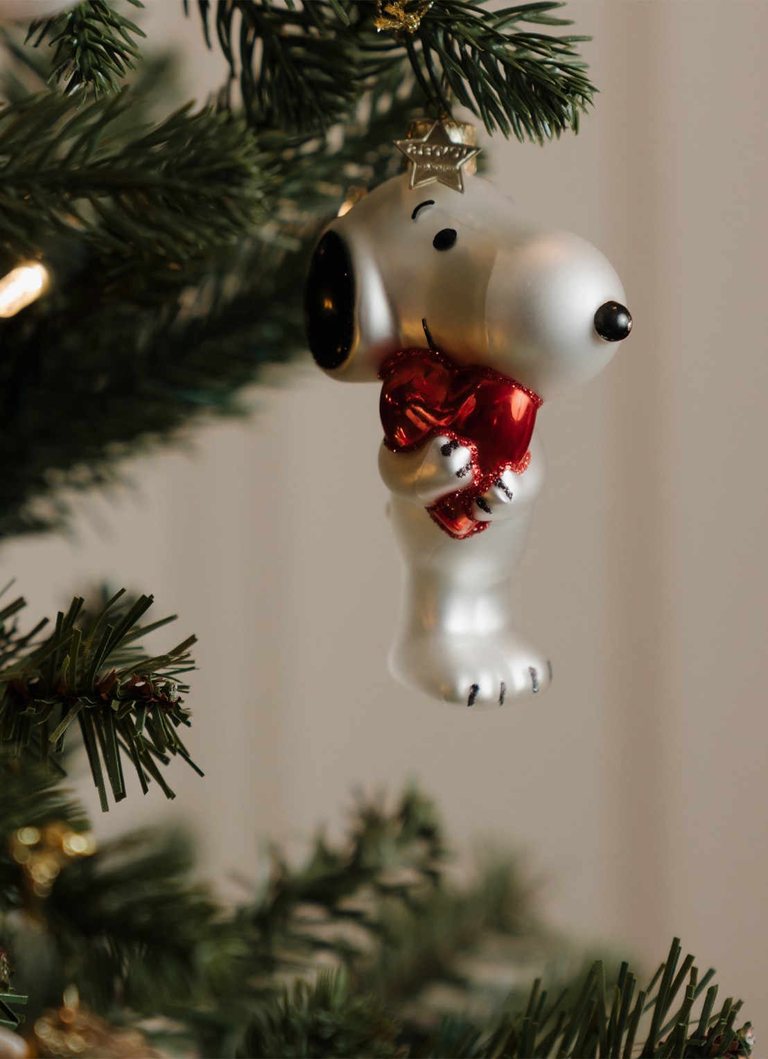 Vondels Snoopy Hart kersthanger 11 cm - voorkant 7 wit