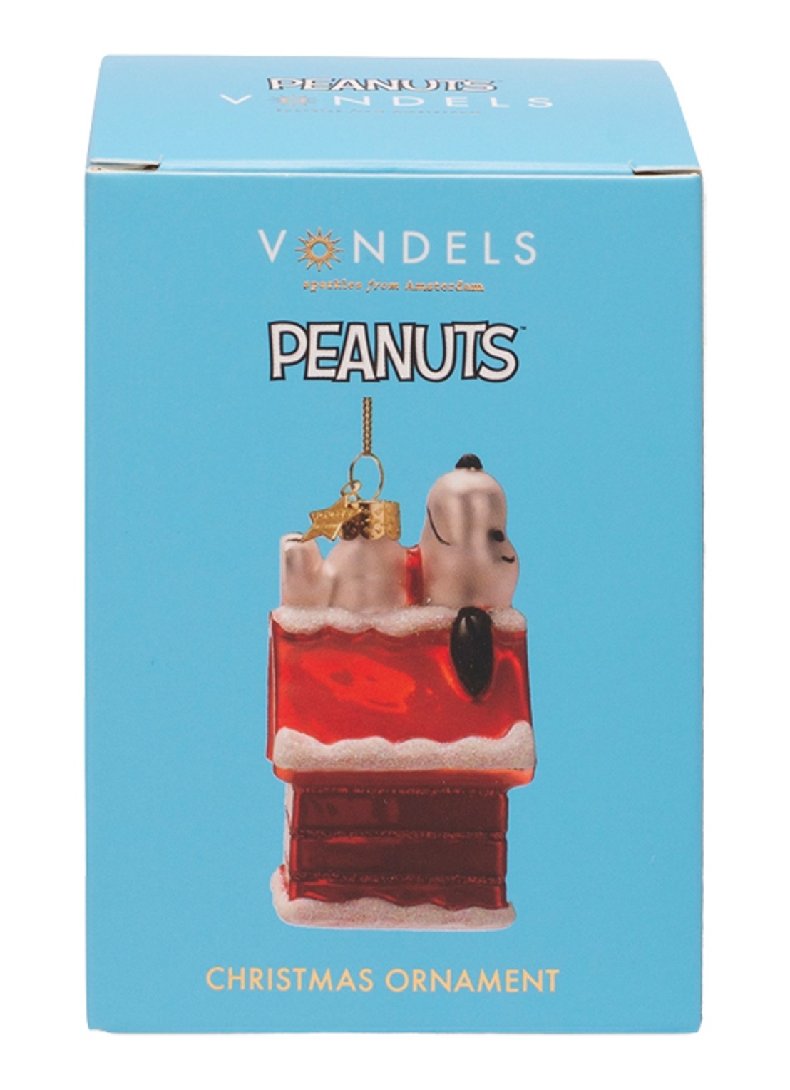 Vondels Snoopy Liggend Op Hondenhok kersthanger 10 cm - detail 5 rood