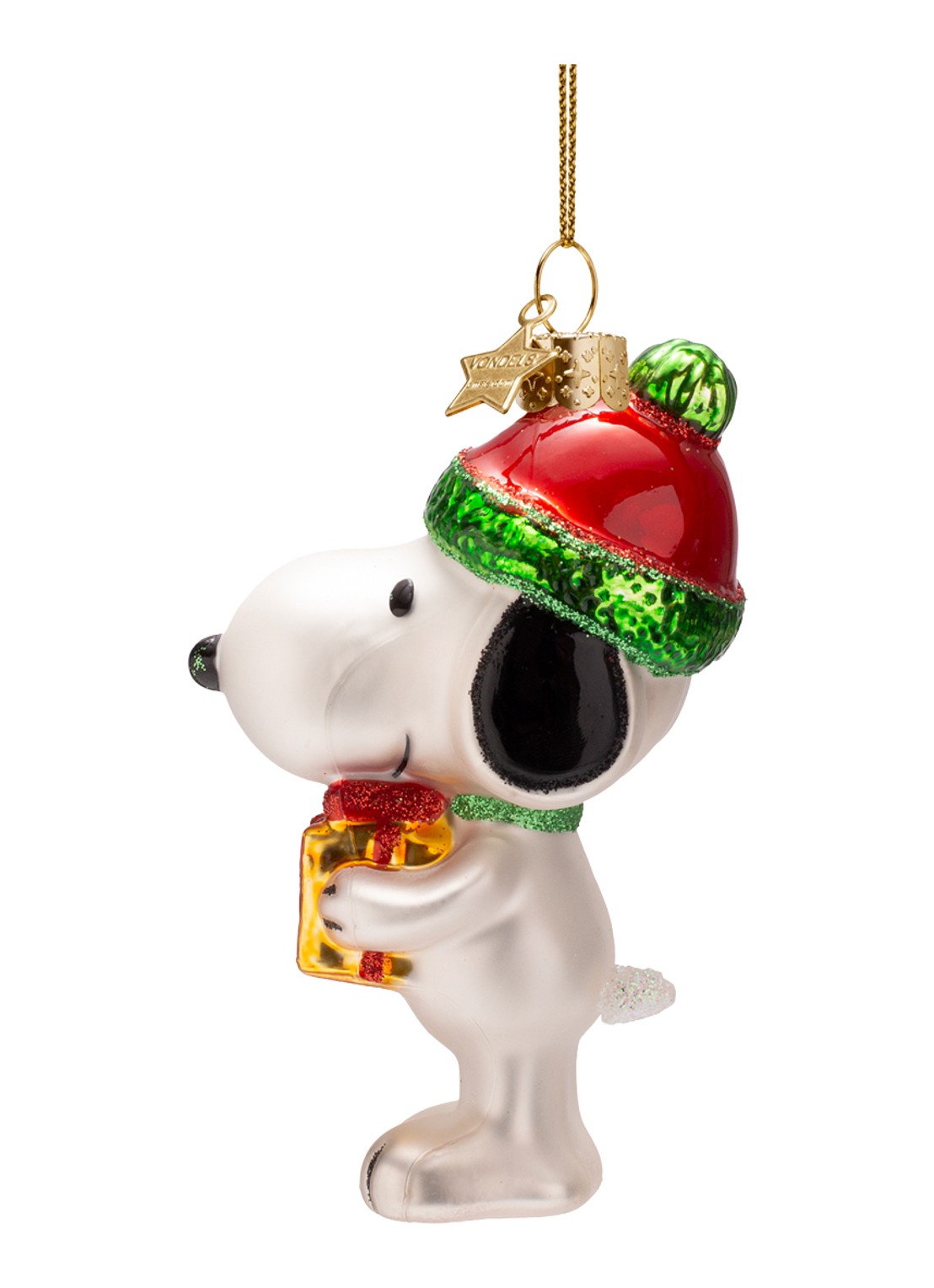 Vondels Snoopy Met Cadeau kersthanger 10,5 cm  - detail 5 wit