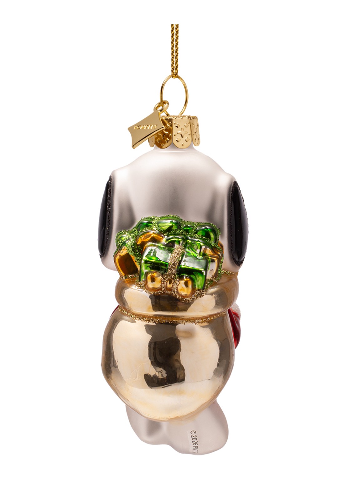 Vondels Snoopy met Cadeautjes kersthanger 9 cm - achterkant 2 wit