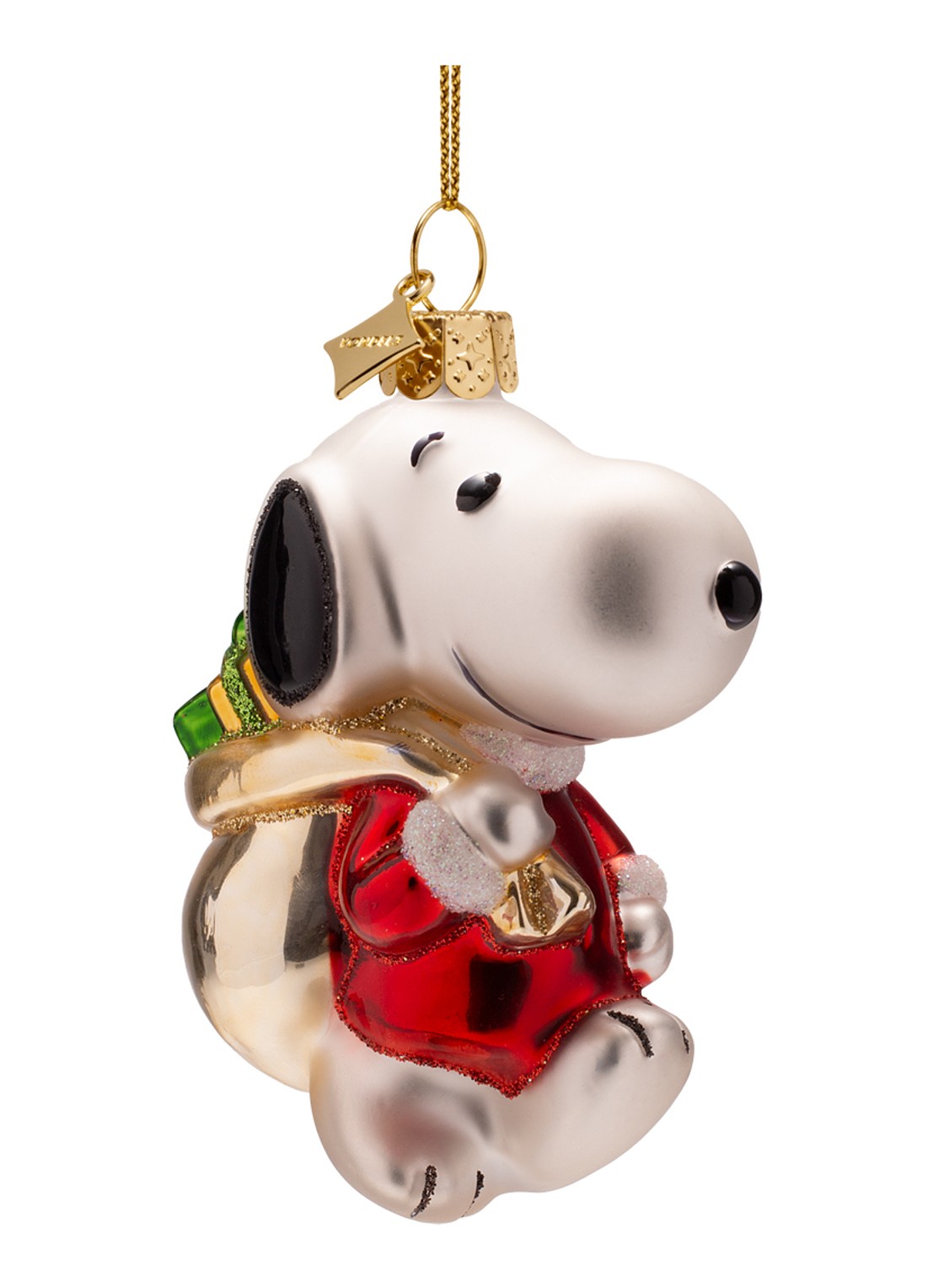 Vondels Snoopy met Cadeautjes kersthanger 9 cm - voorkant 3 wit