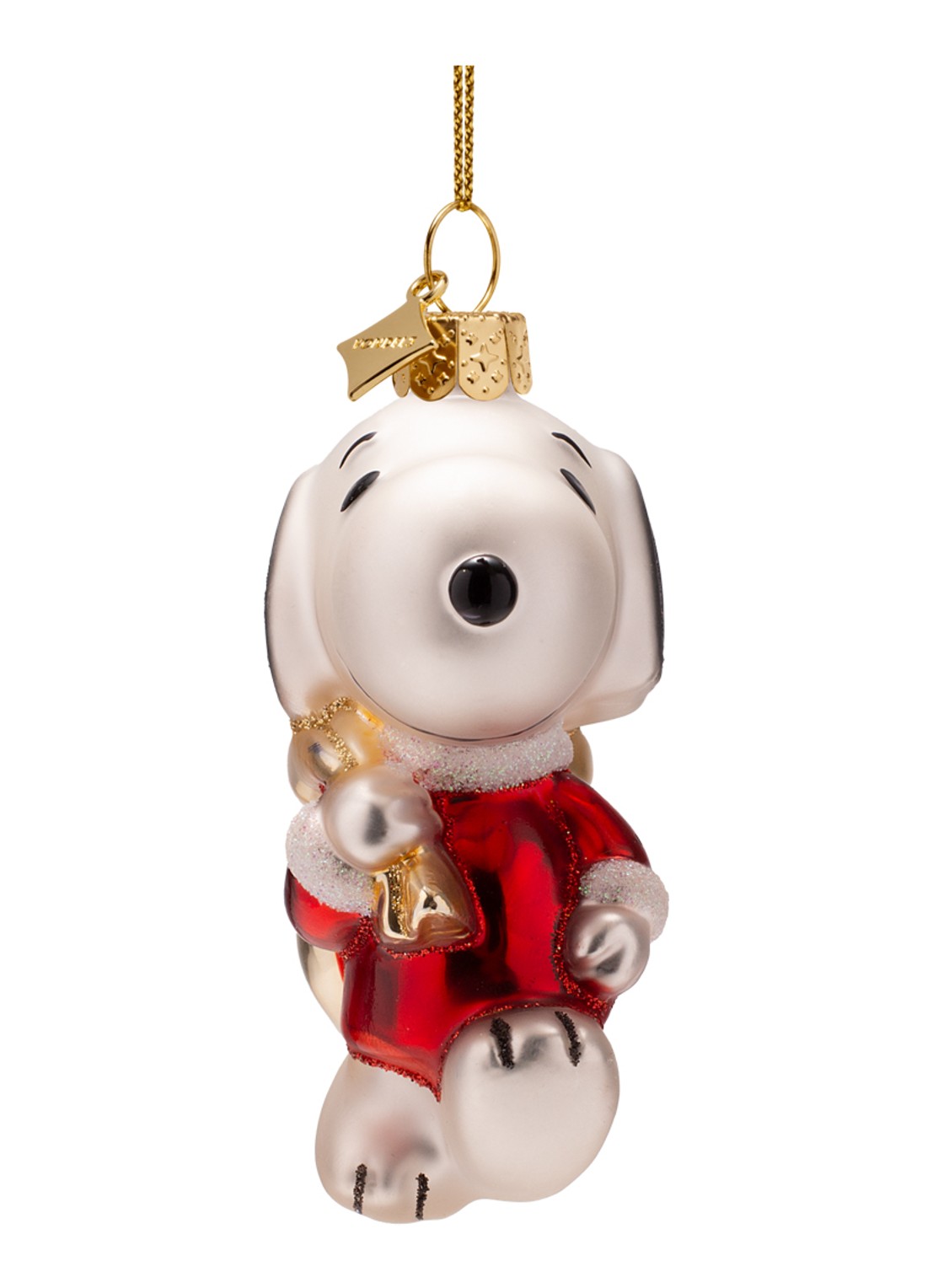 Vondels Snoopy met Cadeautjes kersthanger 9 cm - voorkant 4 wit