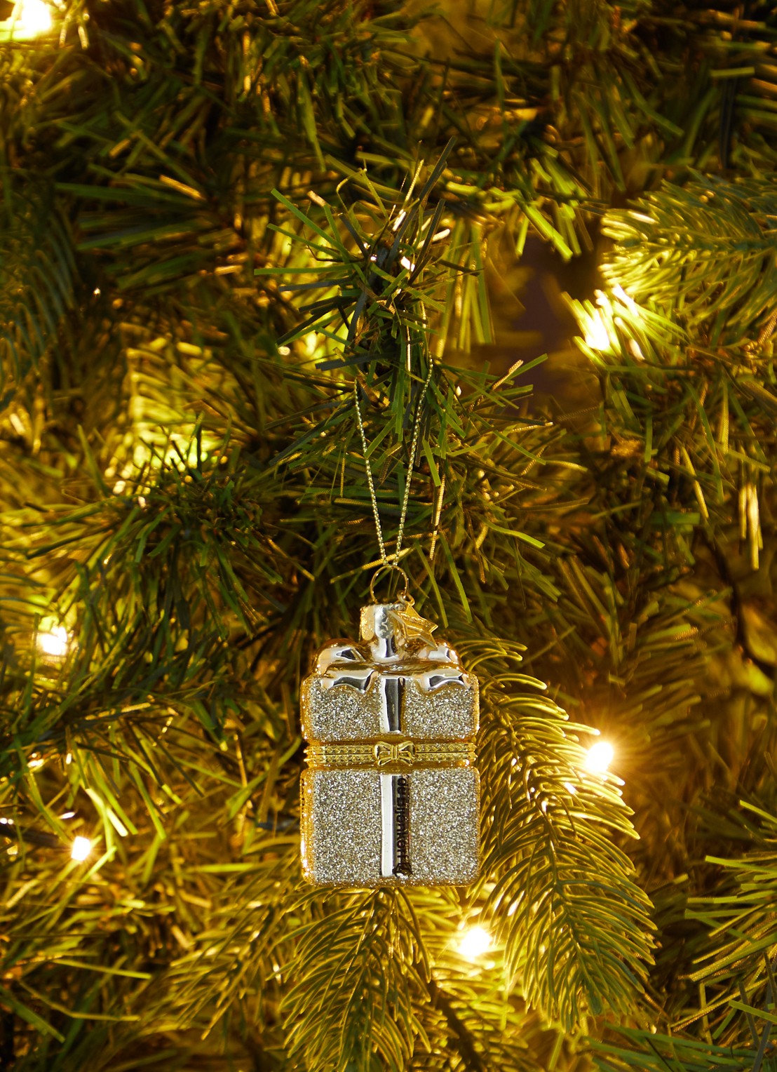 Vondels Special Bijenkorf cadeau kersthanger 6 cm - voorkant 3 goud