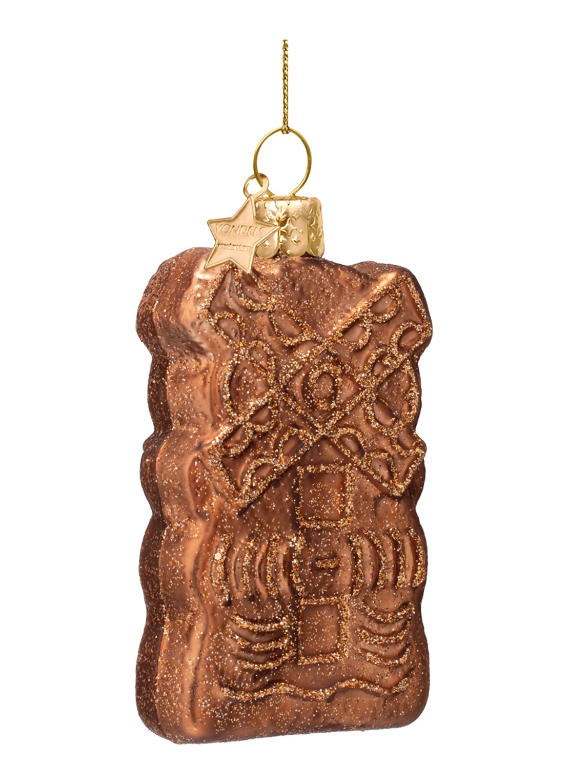 Vondels Speculaas kersthanger 9 cm - detail 4 bruin