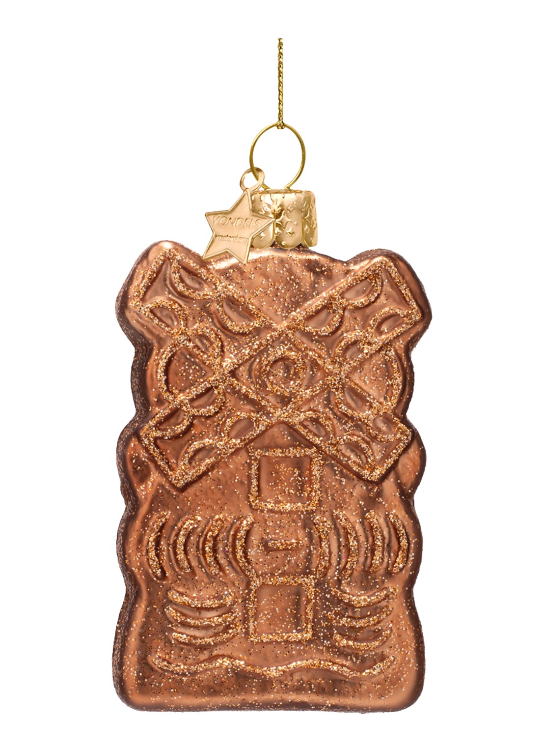 Vondels Speculaas kersthanger 9 cm - voorkant bruin