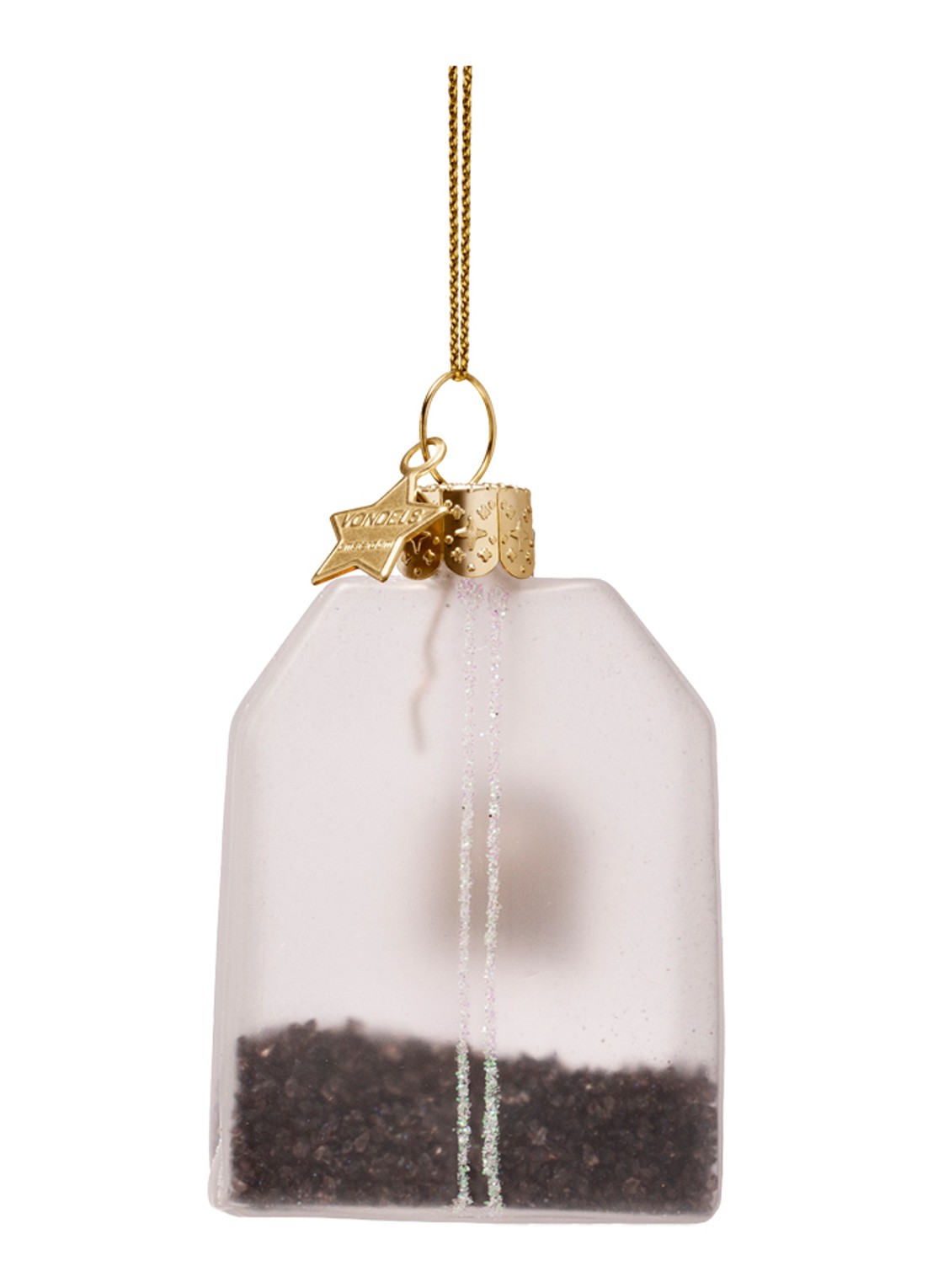Vondels Spill The Tea Time Theezakje kersthanger 7,5 cm - achterkant transparant