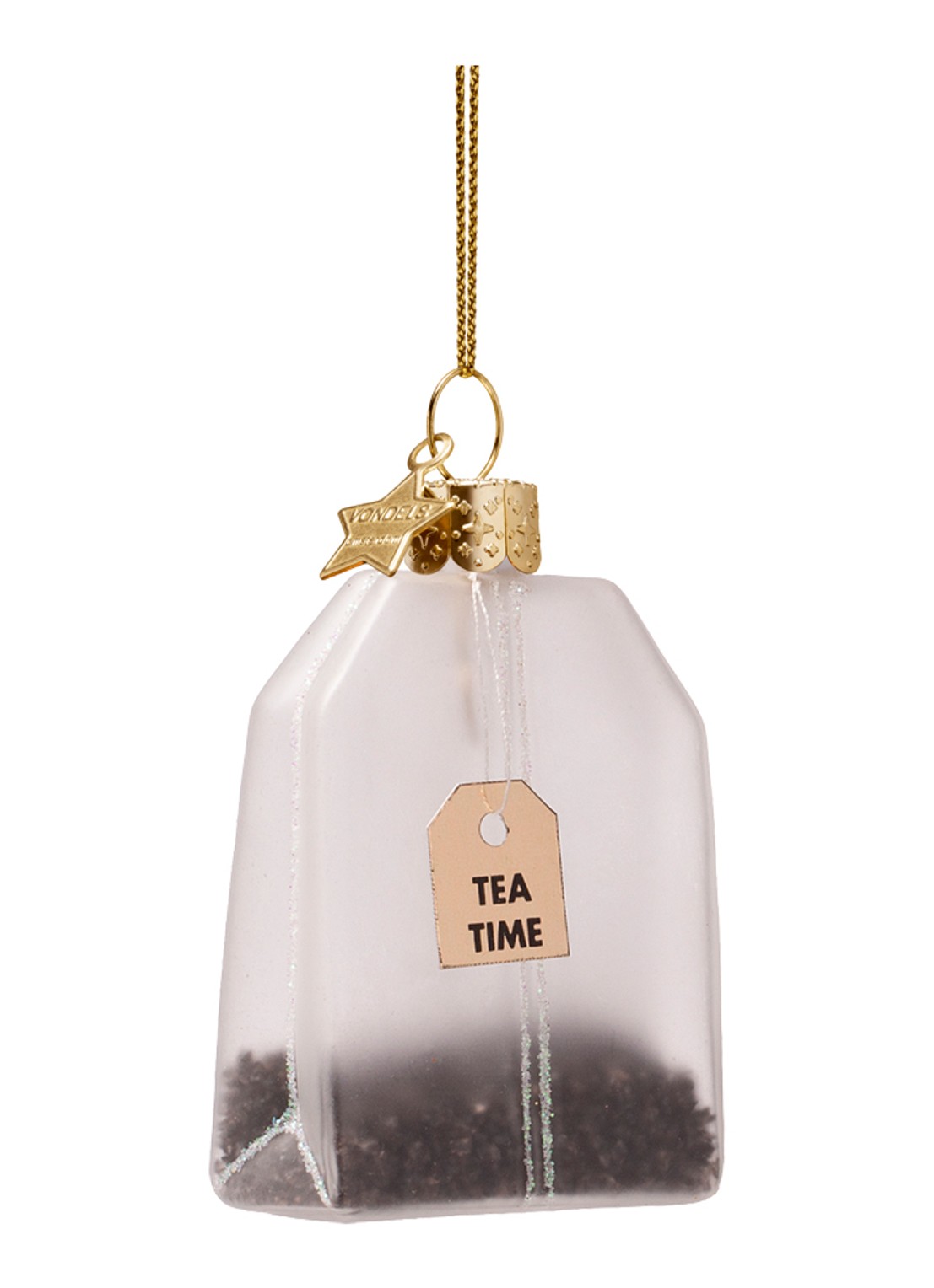 Vondels Spill The Tea Time Theezakje kersthanger 7,5 cm - voorkant 4 transparant