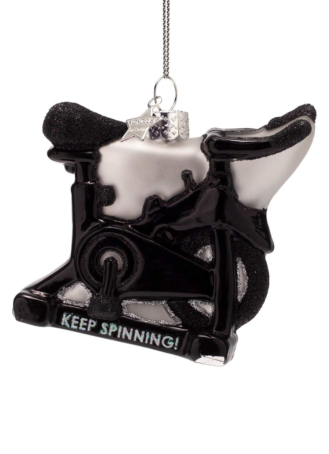 Vondels Spinning fiets kersthanger 8 cm - voorkant zwart