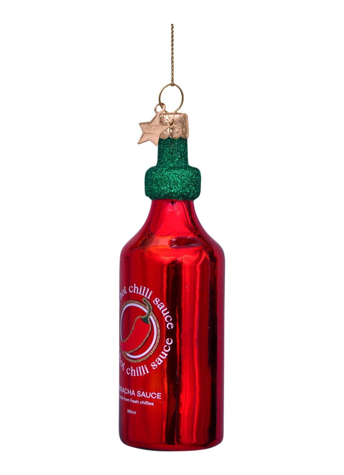 Vondels Sriracha Saus kersthanger 11,5 cm - detail rood