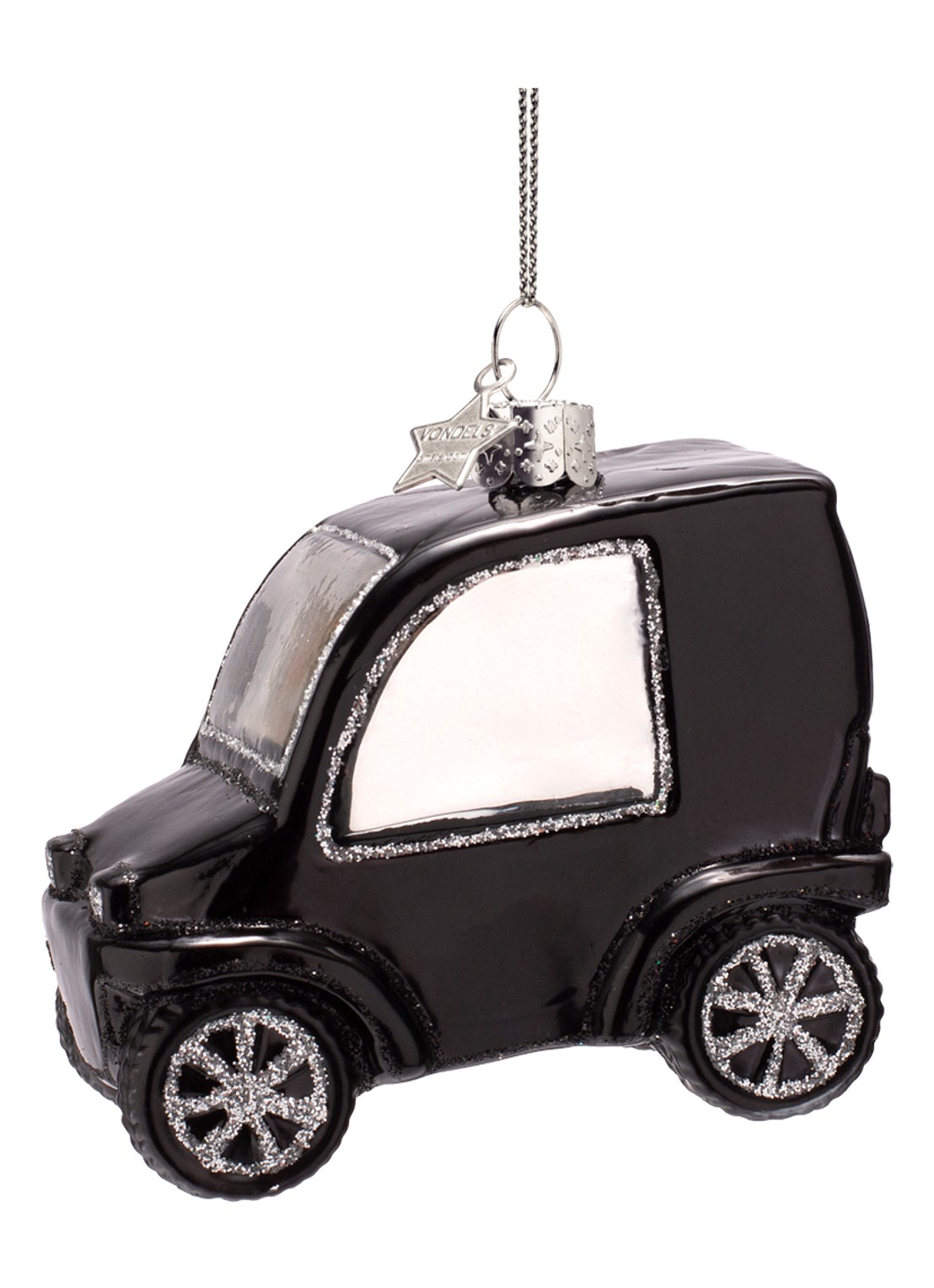 Vondels Stadsauto kersthanger 8 cm - detail 4 zwart